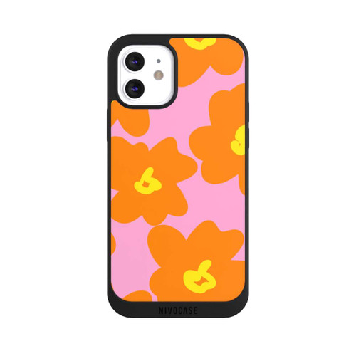 Apple iPhone 12 NIVOpure Retro Blumenmuster Pink und Orange