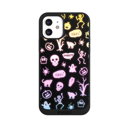 Apple iPhone 12 NIVOpure Neon Halloween Stickers Black Background