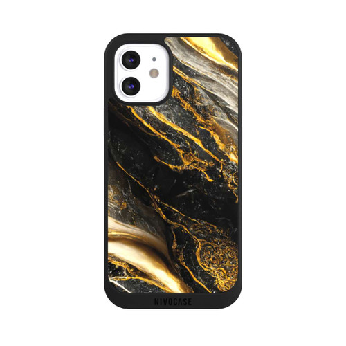 Apple iPhone 12 NIVOpure Schwarze Marmor Goldschichten