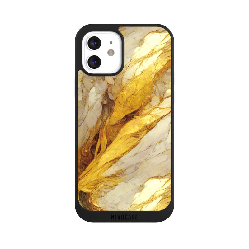 iPhone 12 NIVOpure Weiße Marmor-Golddruckschichten