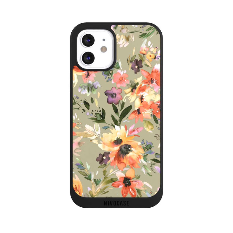 iPhone 12 NIVOpure Malerische tropische Blumen Salbeigrün