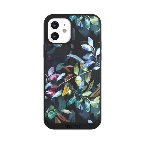 Apple iPhone 12 NIVOpure Mystische Aquarellblätter schwarz