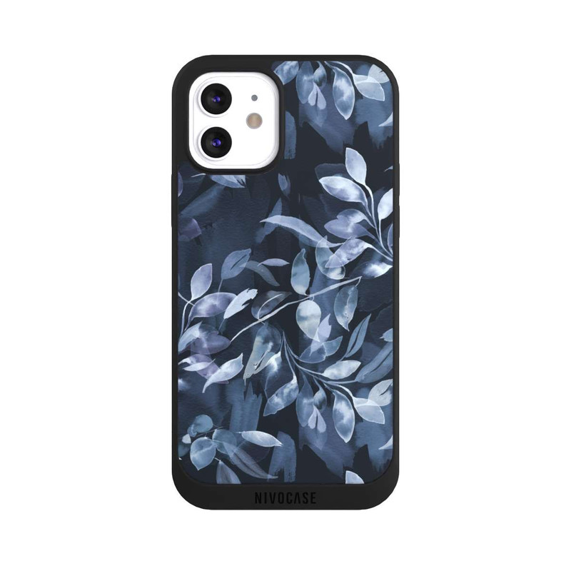 iPhone 12 NIVOpure Watercolor Mystic Leaves Navy