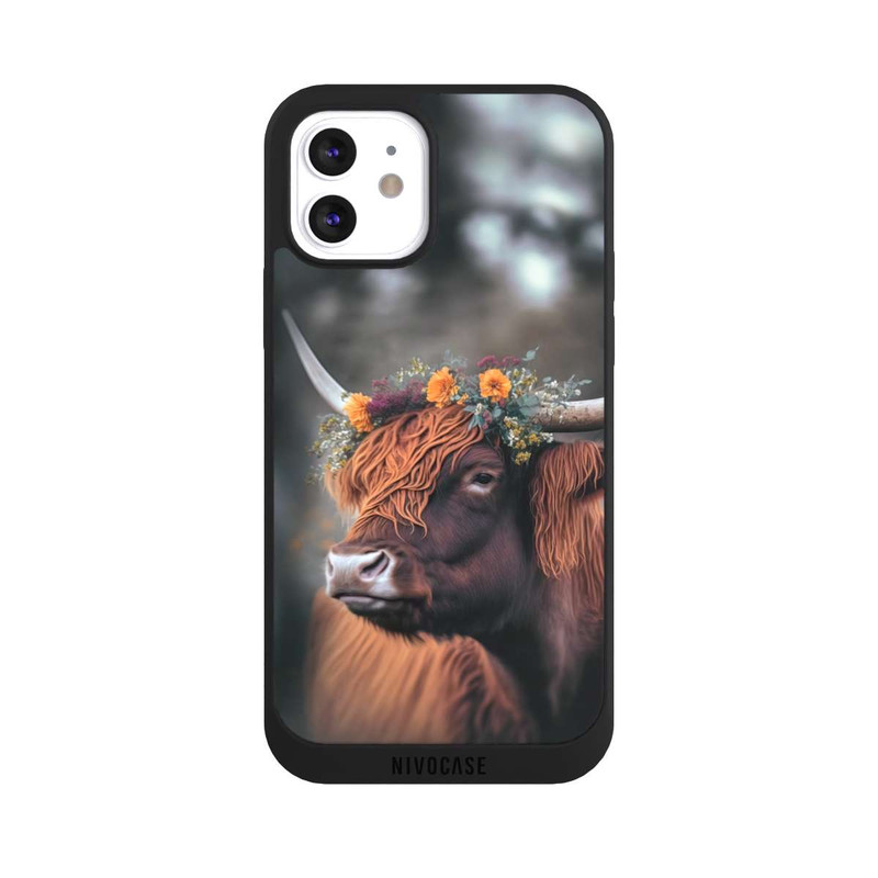 iPhone 12 NIVOpure Highland Cow With Flowers with AI