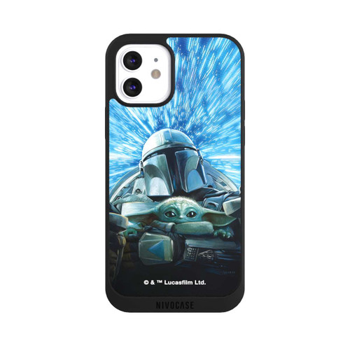 Apple iPhone 12 NIVOpure Grogu und Mando fliegen blau