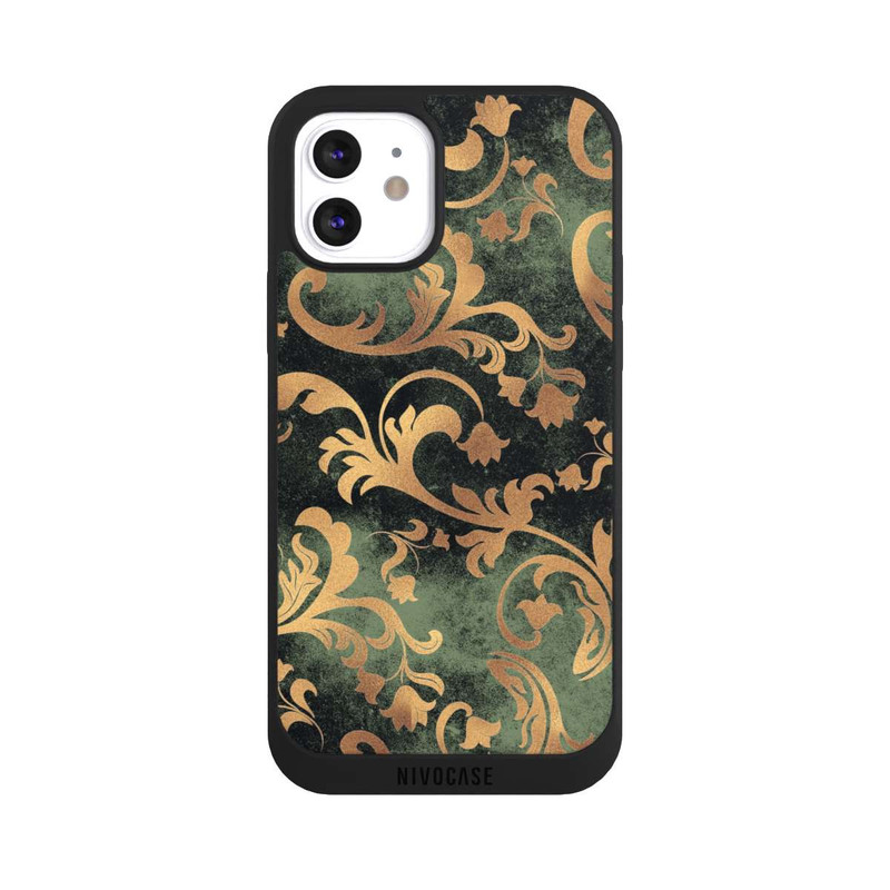 iPhone 12 NIVOpure Damask Wallpaper Dark Green