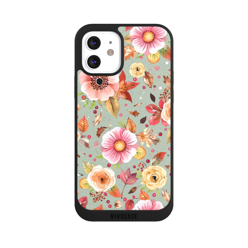 iPhone 12 NIVOpure Fleurs d'automne Vert tendre