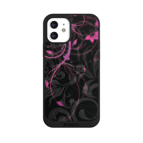 Apple iPhone 12 NIVOpure Black and Pink Autumn Flowers 