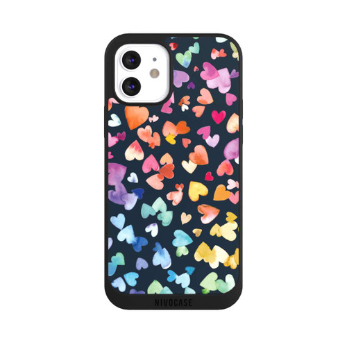 Apple iPhone 12 NIVOpure Valentinstag Herzen Schwarz