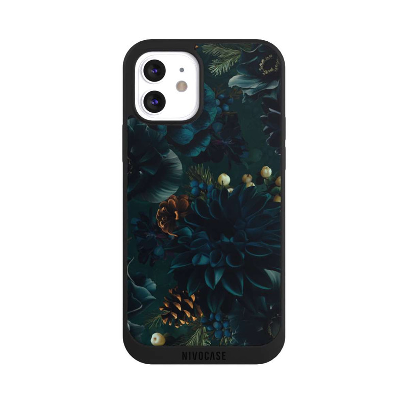 iPhone 12 NIVOpure Blumenmuster Grün und Blau