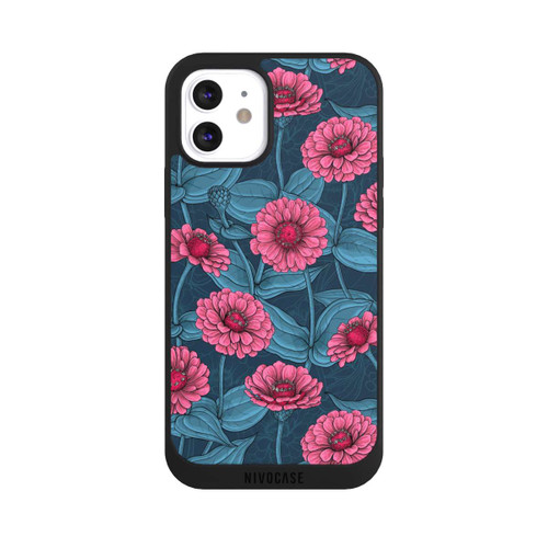 Apple iPhone 12 NIVOpure Flower Pattern Pink And Blue Illustration