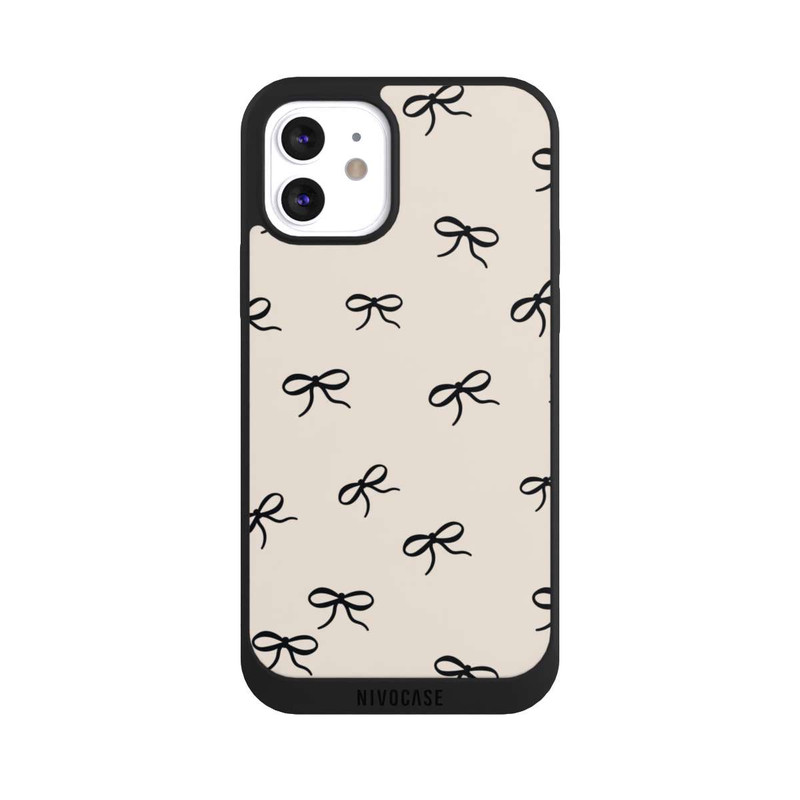 iPhone 12 NIVOpure Bows Black Beige Pattern