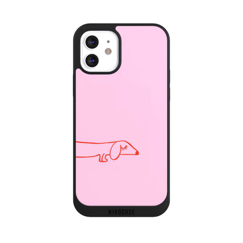 Apple iPhone 12 NIVOpure Dachshund Illustration Pink