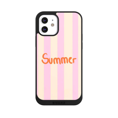 Apple iPhone 12 NIVOpure Summer- Rosa und Orange Streifen Hintergrund