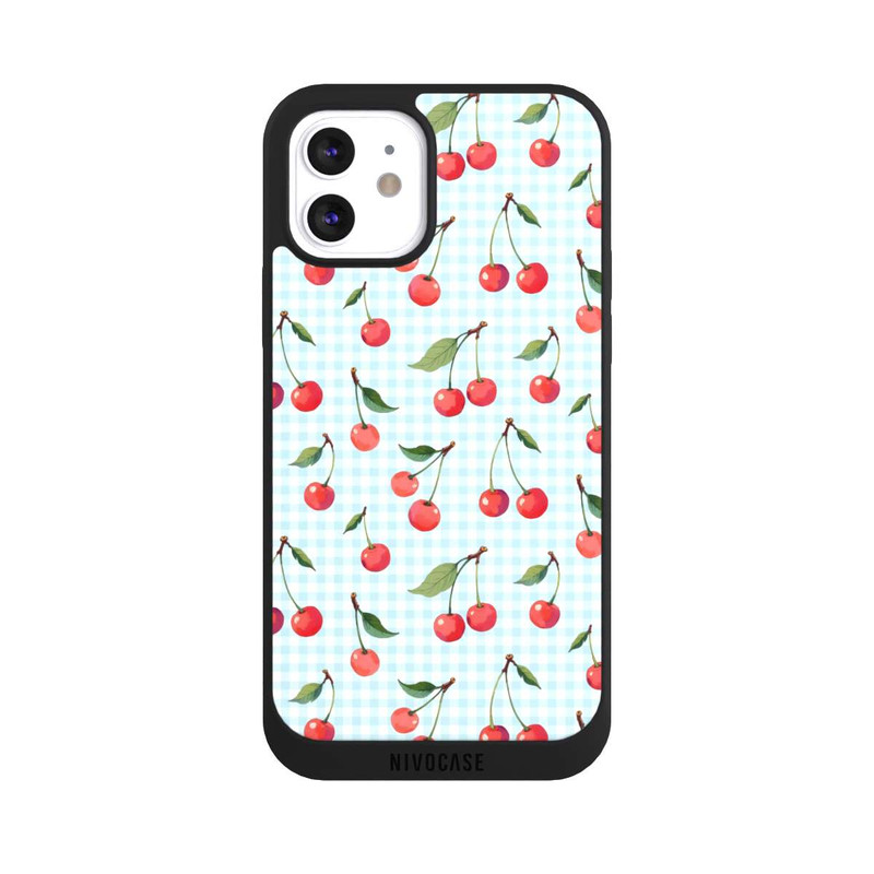 iPhone 12 NIVOpure Cherries and Blue Gingham
