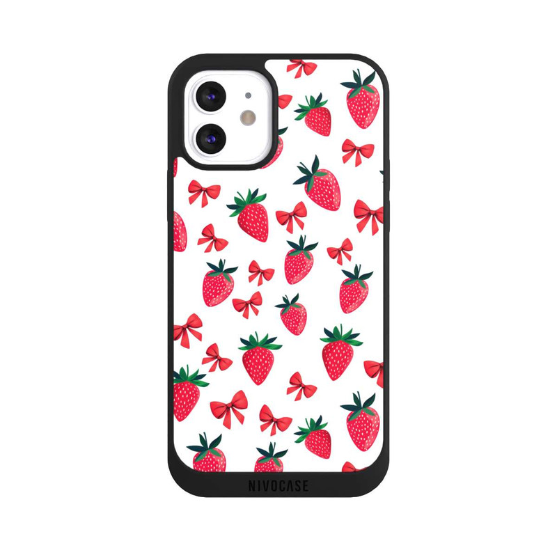 iPhone 12 NIVOpure Strawberry Ribbon Pattern Red