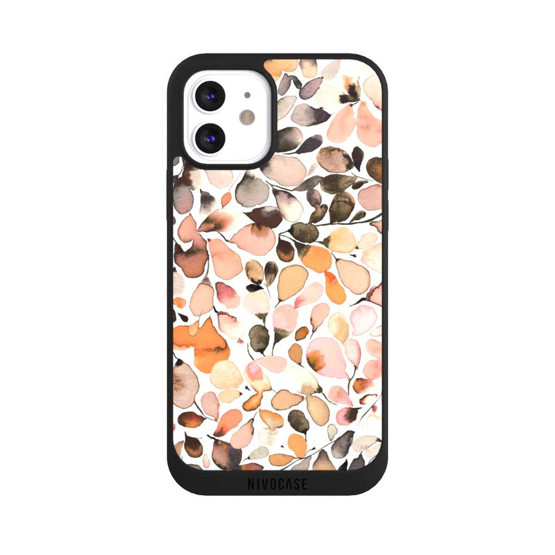 iPhone 12 NIVOpure Eucalyptus Watercolor Leaves Dark Brown Autumn