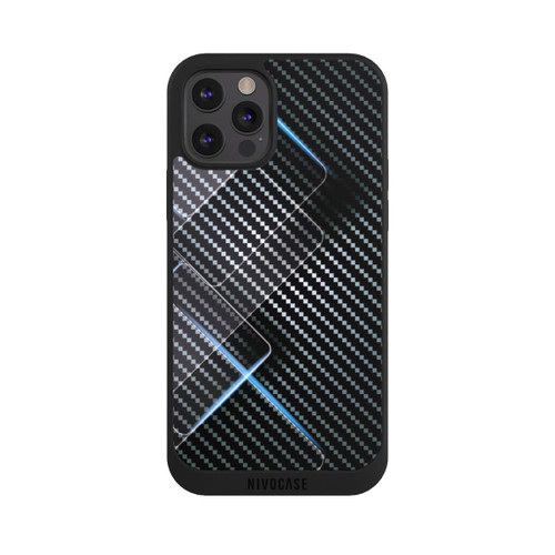 Apple iPhone 12 Pro NIVOpure Blaue Linien auf Karbon