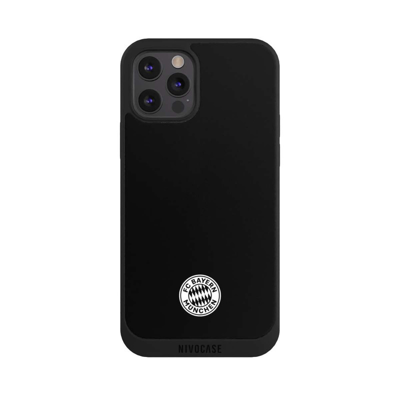 iPhone 12 Pro NIVOpure Logo FCB Classique Petit - Blanc sur Fond Noir