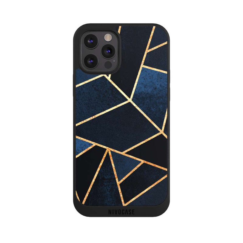 iPhone 12 Pro NIVOpure Navy Stone Gold Print