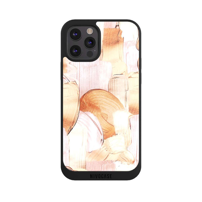 iPhone 12 Pro NIVOpure Motif de pinceau blanc/or