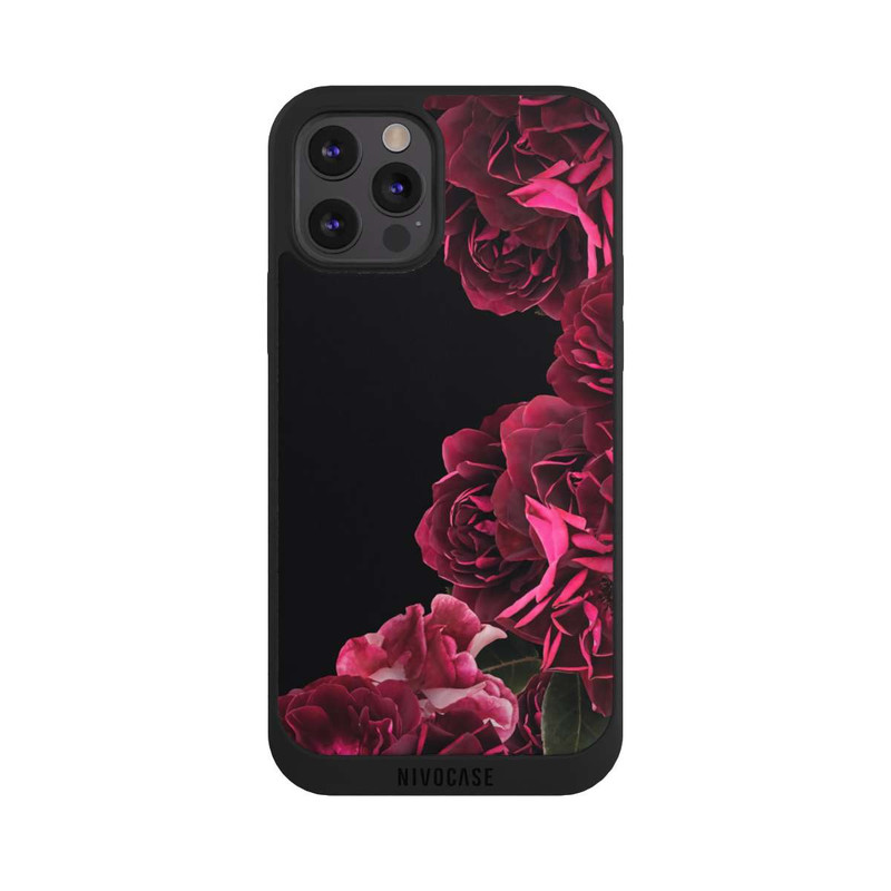 iPhone 12 Pro NIVOpure Roses Vintage sur Fond Noir
