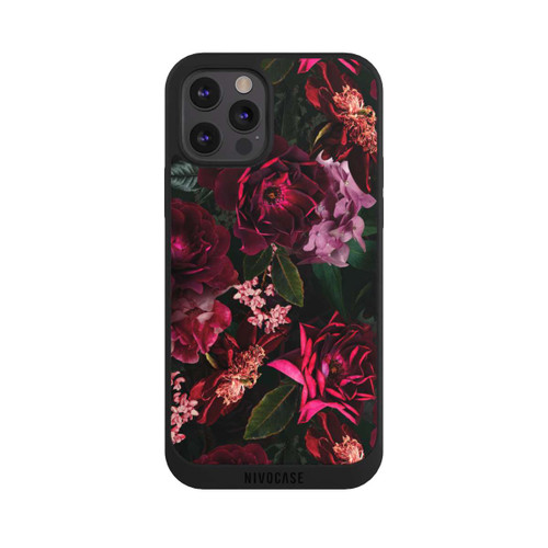 Apple iPhone 12 Pro NIVOpure Dunkelrote und rosa Blüten