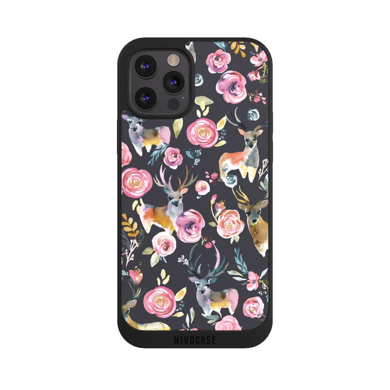 iPhone 12 Pro NIVOpure Deers and flowers Anthracite