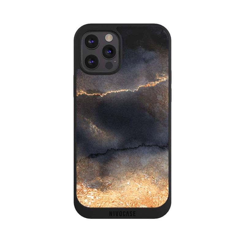 iPhone 12 Pro NIVOpure Schwarzer Marmor Goldstaub Look