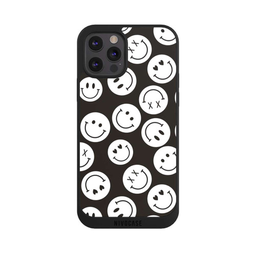 Apple iPhone 12 Pro NIVOpure Smiles Emotes Pattern Black And White
