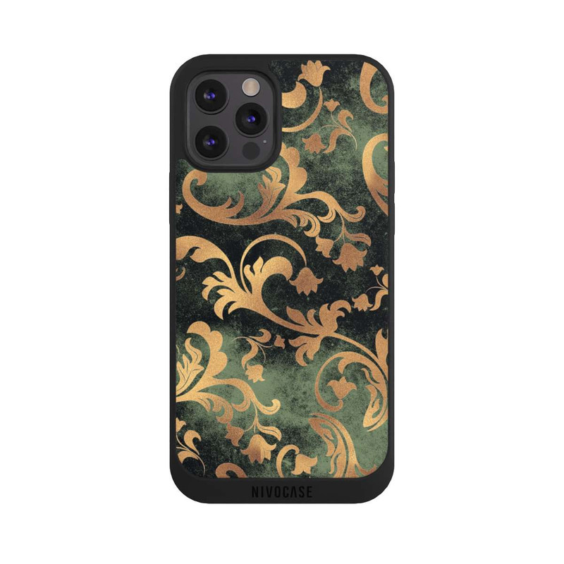 iPhone 12 Pro NIVOpure Damask Wallpaper Dark Green