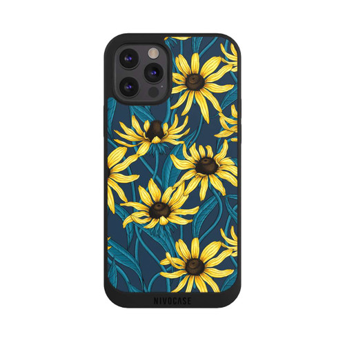 Apple iPhone 12 Pro NIVOpure Sunflowers Pattern Dark Illustration