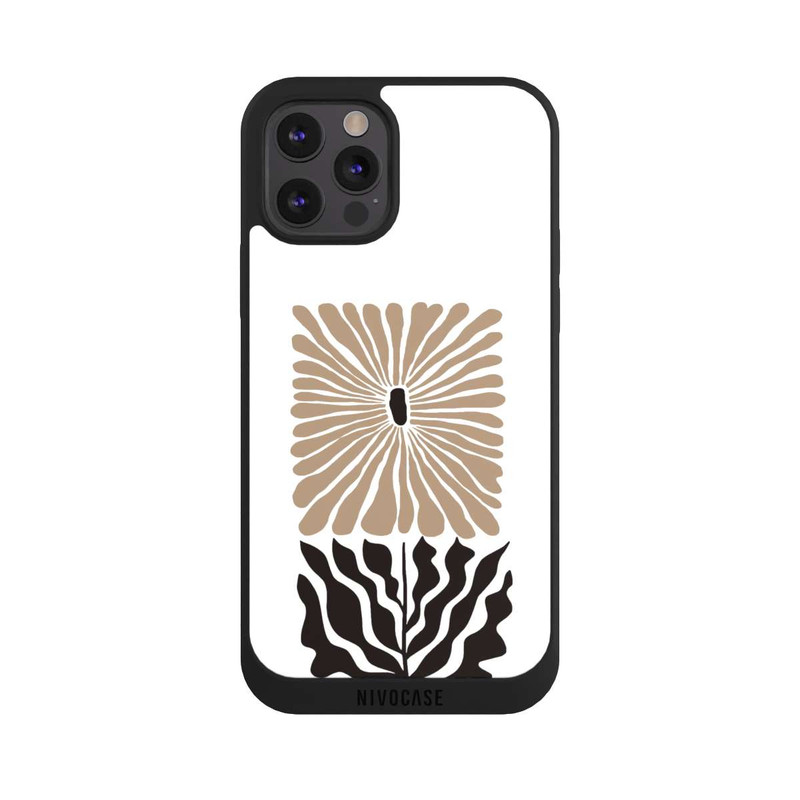 iPhone 12 Pro NIVOpure Fleur Bohème Marron sur Blanc