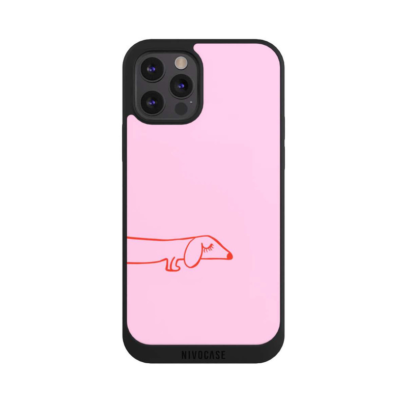 iPhone 12 Pro NIVOpure Dachshund Illustration Pink