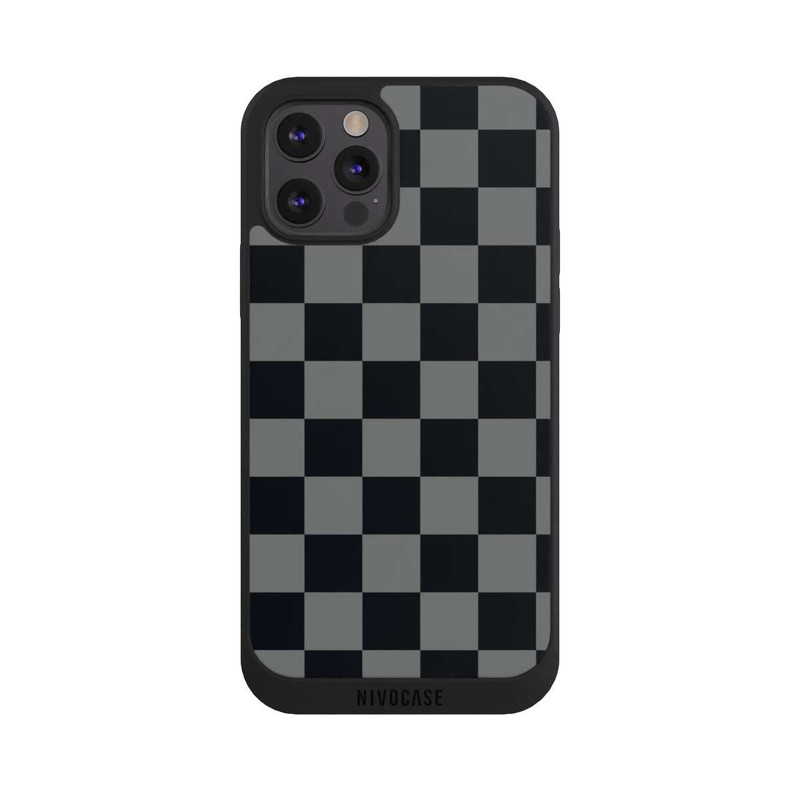 iPhone 12 Pro NIVOpure Checked Pattern Black Grey