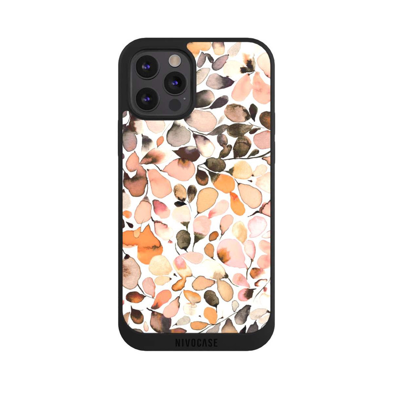 iPhone 12 Pro NIVOpure Eucalyptus Watercolor Leaves Dark Brown Autumn