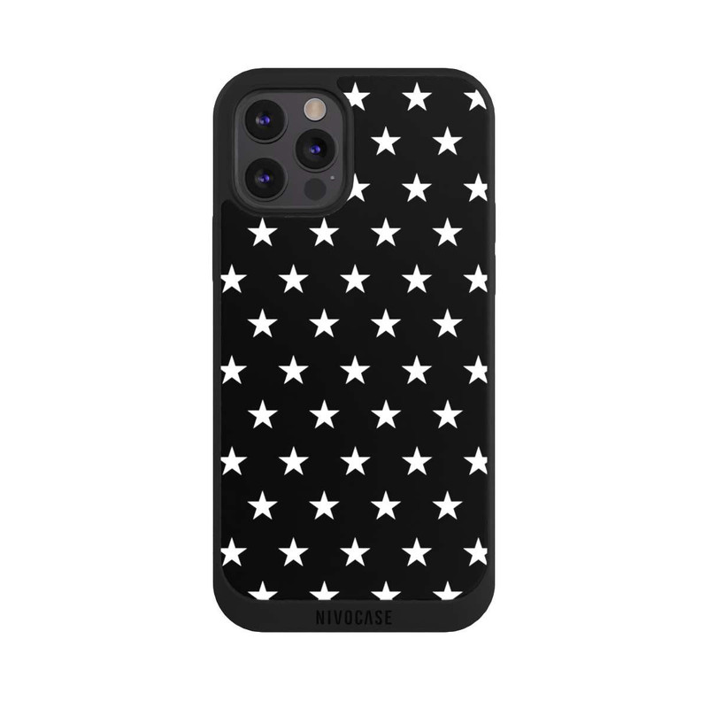 iPhone 12 Pro Max NIVOpure Confettis Etoiles Blanches sur Fond Noir