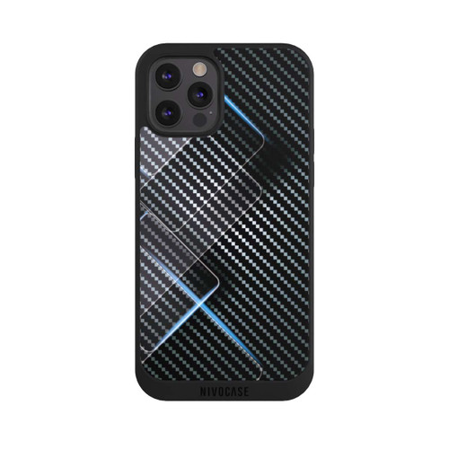 Apple iPhone 12 Pro Max NIVOpure Blaue Linien auf Karbon