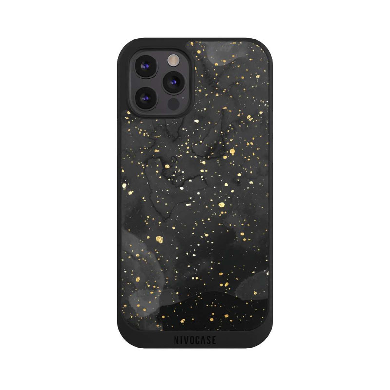 iPhone 12 Pro Max NIVOpure Marbre Noir & Etincelles Dorées