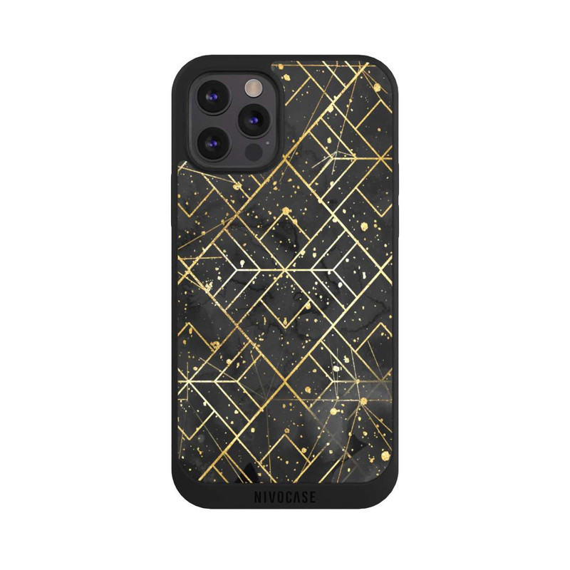 iPhone 12 Pro Max NIVOpure Marbre Noir Motif de Maille