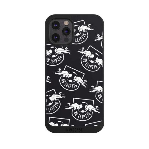 Apple iPhone 12 Pro Max NIVOpure Logos RB Leipzig Weiß auf Schwarz