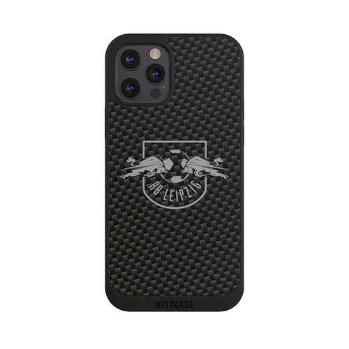 Apple iPhone 12 Pro Max NIVOpure Graues RB Leipzig Logo auf Carbonoptik