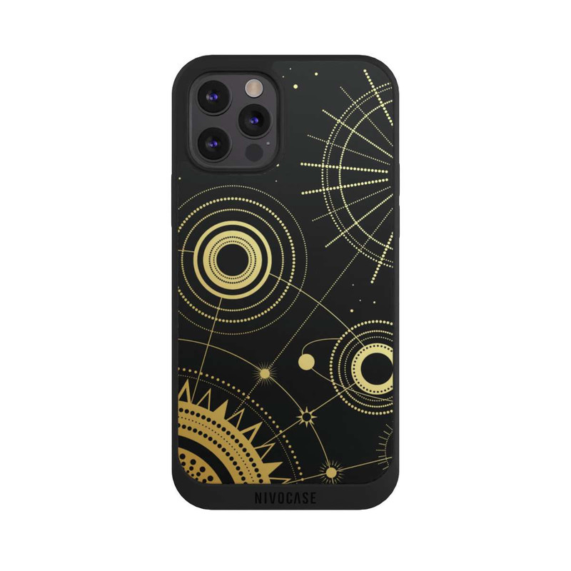 iPhone 12 Pro Max NIVOpure Schwarzer und goldener Look Abstrakt