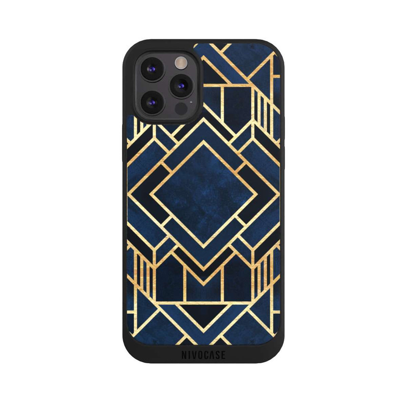 iPhone 12 Pro Max NIVOpure Kunst Deko Blau Golddruck