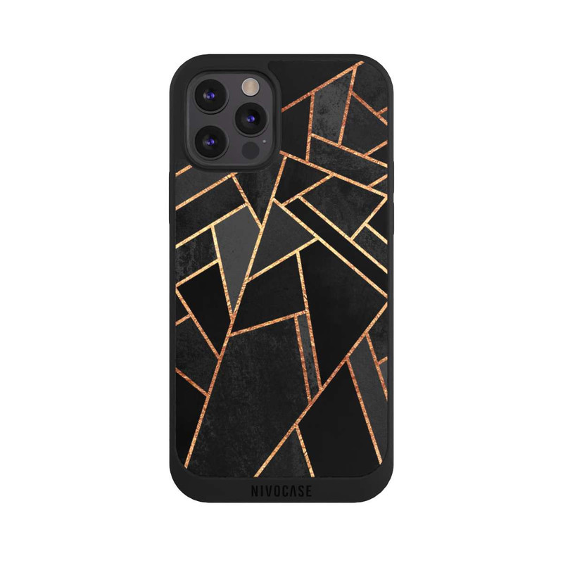 iPhone 12 Pro Max NIVOpure Schwarze Nacht Gold Druck