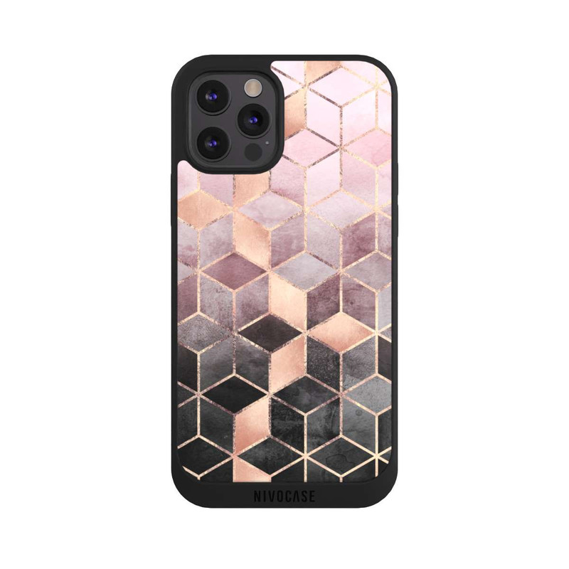 iPhone 12 Pro Max NIVOpure Pink-grauer Farbverlauf Würfel Druck
