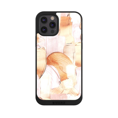 Apple iPhone 12 Pro Max NIVOpure Motif de pinceau blanc/or