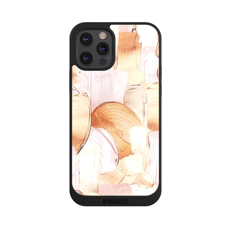 iPhone 12 Pro Max NIVOpure Motif de pinceau blanc/or
