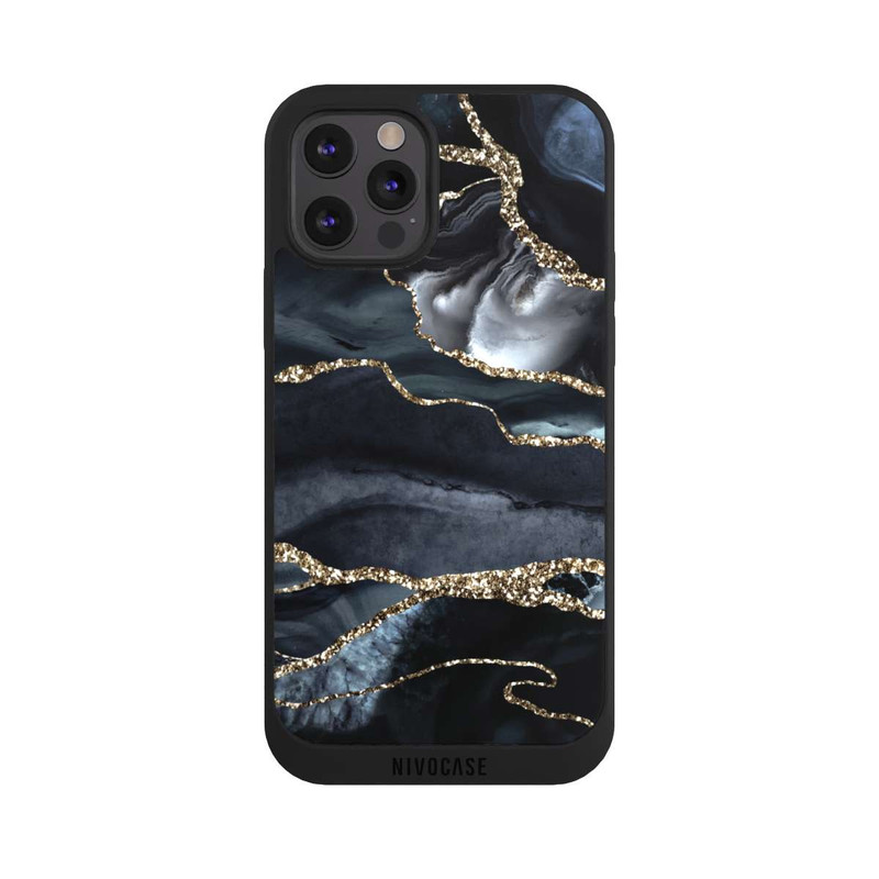 iPhone 12 Pro Max NIVOpure Dunkler Marmor Gold Glitzerlook