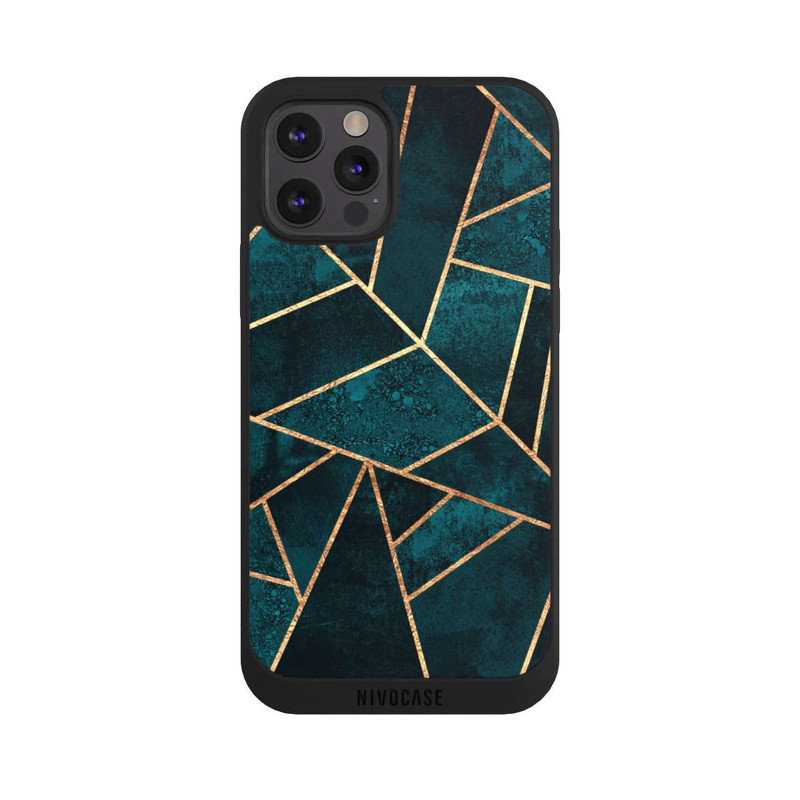 iPhone 12 Pro Max NIVOpure Deep Teal Stone Gold Print